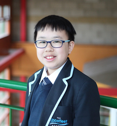 Photo of Ebbsfleet Academy student, Matthew T., dressed in academy uniform and smiling for the camera.