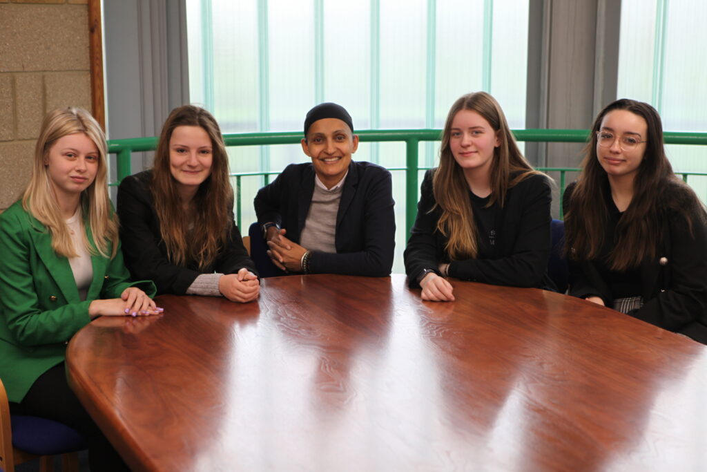 Student leaders and Principal Megan, Giulia, Ms Shergill, Jazmine, Rebekah all sat round a table