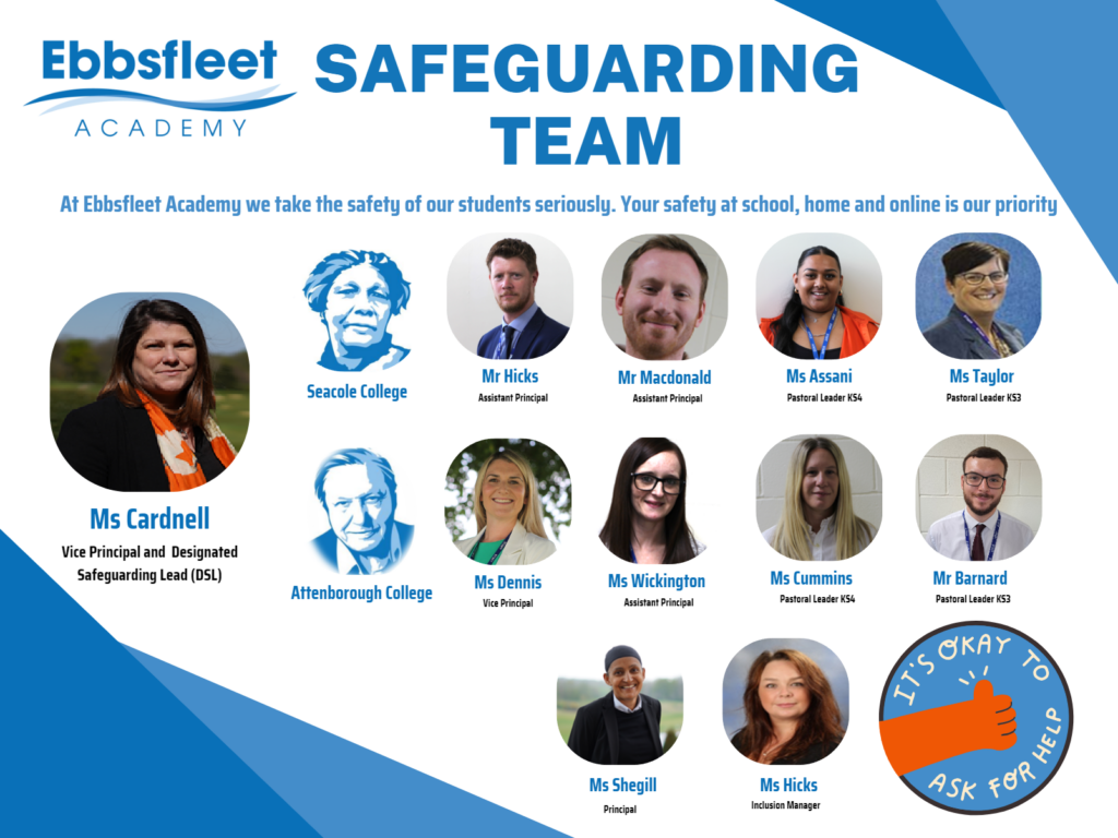 Poster showing the Safeguarding Team at Ebbsfleet Academy.