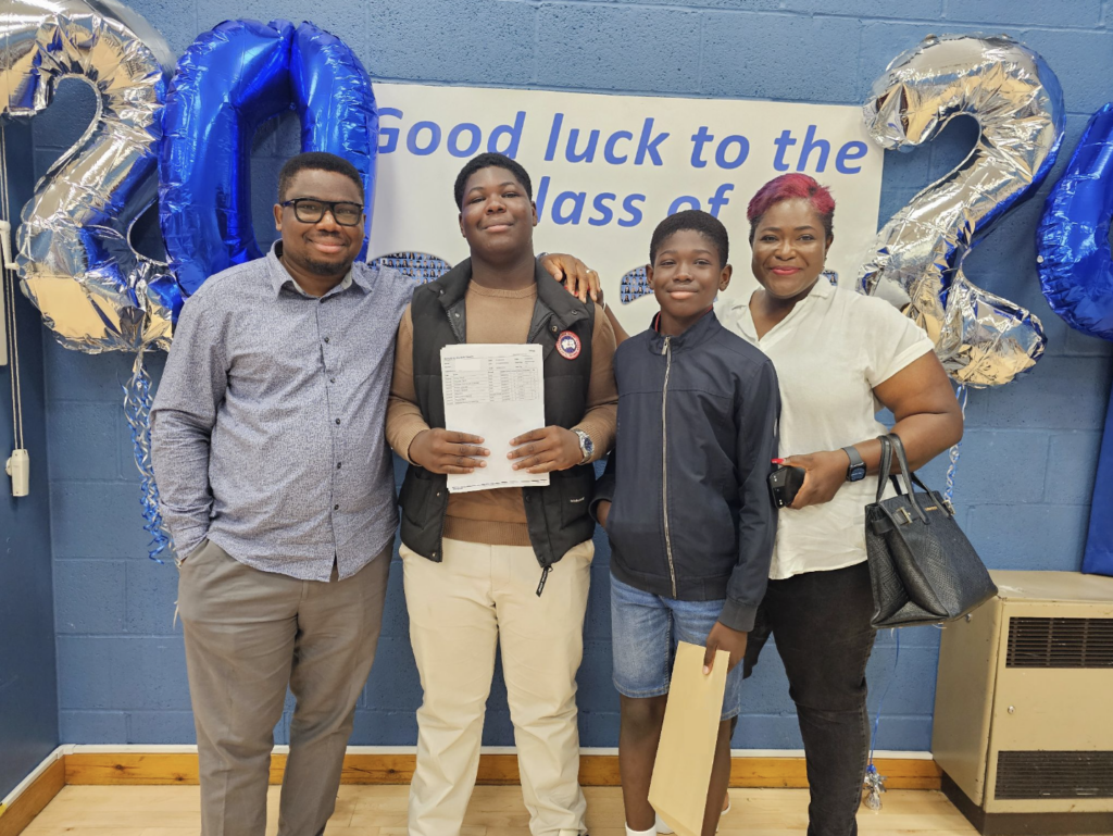 Students holding their results