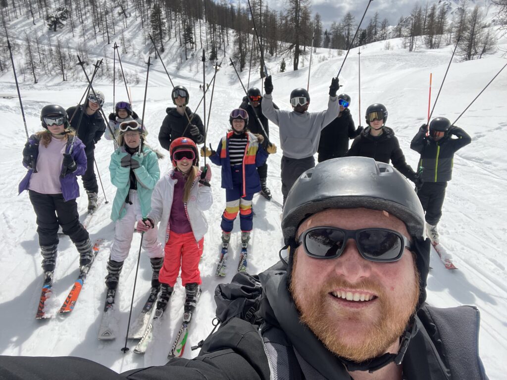 Students and staff on their trip to Claviere