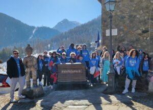 Students and staff on their trip to Claviere